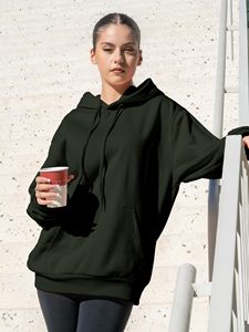 เสื้อฮู้ดผู้หญิง ALYKA APPARELS ขายส่ง พิมพ์ลายตามสั่ง กระเป๋าจิงโจ้ ปลายแขนริบ 100% ผ้าฝ้าย ป้องกันขนร่วง - Product Image 5