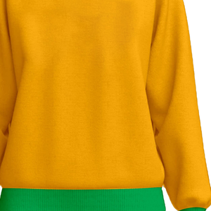 Sweat-shirts à col rond jaunes avec logo personnalisé et bordure verte, coupe classique, en molleton, style décontracté, couleur unie, manches longues - Product Image 6