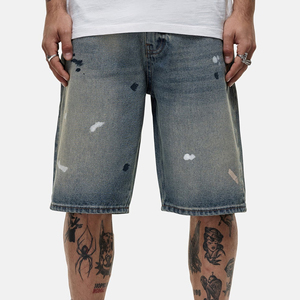 Men's <b>Bleached</b> Denim Bermuda Shorts Mid Waist Casual Washed Cotton Woven Style - Product Image 6