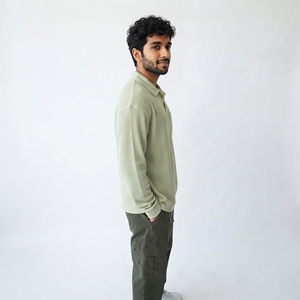 <b>Men's</b> <b>Long</b> <b>Sleeve</b> Waffle Polo Shirts Casual 100% Cotton Drop Shoulder Printed Tee Loose Fit Baggy Streetwear Waffle Polo <b>Tshirts</b> - Product Image 4