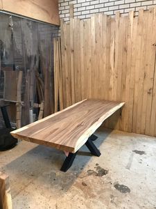 Mesa Plegable Moderna de Diseño Personalizado con Tablero de Madera y Patas de Hierro para Apartamento, Restaurante, Oficina/Conferencias, Uso en Comedor - Product Image 1