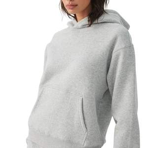 Sweat-shirt à capuche surdimensionné personnalisé pour femme en molleton de coton gris avec poche kangourou, style décontracté streetwear, vente en gros OEM - Product Image 4