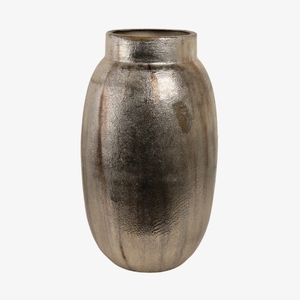 Jarrón Metálico Moderno Hecho a Mano en Plata y Bronce, Recipiente Ovalado Texturizado para Flores, Centro de Mesa de Lujo para Sala de Estar, Adorno de Mesa - Product Image 3
