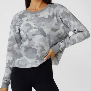 Camiseta Deportiva Casual para Mujer, Diseño de Camuflaje Sublimado, Puños Acanalados Personalizados, Corte Holgado, Manga Larga, para Correr - Product Image 6