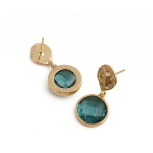 Swiss London Blue Topaz <b>Dangle</b> <b>Earrings</b> <b>Gold</b> Plated Bezel Set Faceted Gemstone Jewelry V - Product Image 5