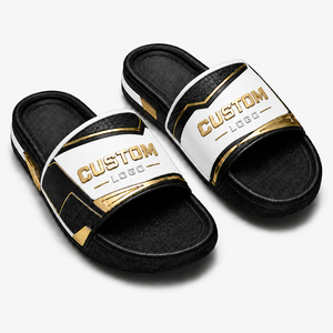 Sandales à enfiler pour hommes avec logo personnalisé, couleur unie, bout ouvert, pantoufles d'été, EVA antidérapant, dessus en PU tendance - Product Image 1