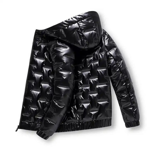 Blouson matelassé brillant personnalisé pour homme, coupe droite, col montant, design sur mesure, idéal pour l'extérieur - Product Image 3