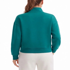 Custom <b>Women</b> <b>Half</b> <b>Zip</b> <b>Sweatshirt</b> Oversized Drop Shoulder Pullover Heavyweight Fleece Crop Top Active wear Winter Warm Apparel - Product Image 2
