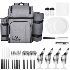 Mochila de Picnic para Playa con Compartimento Refrigerante Aislado para 4 Personas, con Porta Botellas/Vino Desmontable, Ligera - Product Image 1