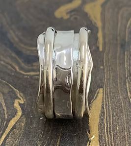 Plain 925 Sterling <b>Silver</b> Triple band <b>Spinner</b> <b>Ring</b> Unisex Wedding Engagement Jewelry Handmade Simple Design - Product Image 2