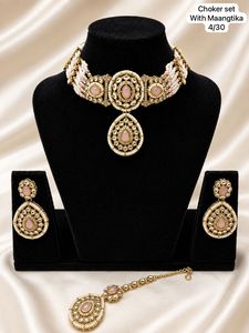 Conjunto de Collar y Pendientes Clásicos de Latón Chapado en Oro para Mujer, con Moissanita Verde y Perlas, Joyería para Boda o Compromiso - Product Image 2