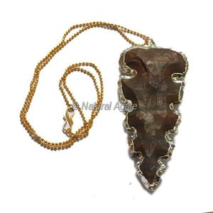 Collier fantaisie personnalisé en agate en forme de pointe de flèche, tendance - Product Image 4