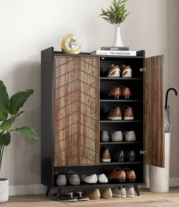 Banc à chaussures de style farmhouse avec compartiments spacieux et finitions bicolores confortables, idéal pour l'entrée, pour s'asseoir et ranger - Product Image 2