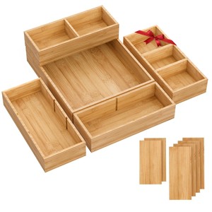 Natural Bamboo Stacked Compartment Organizer - Wholesale Office <b>Storage</b> <b>Boxes</b> - Product Image 5