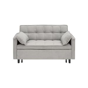 Divano Letto Futon Moderno in Velluto, Piccolo Divano Reclinabile con Cuscini Decorativi e Tasche, Divano Estraibile - Product Image 2