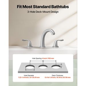 Acciaio inox spazzolato beccuccio ad arco alto 3 fori vasca romana rubinetto vasca da bagno cascata 2 manici bagno vasca rubinetti doccia - Product Image 3