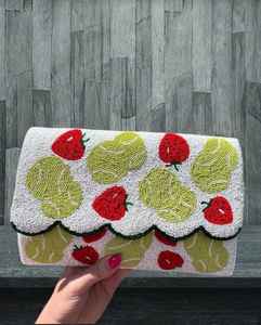 Handmade Pink Green Beaded Clutch Bag Tropical Leaf Pattern Crossbody Purse Glass Seed Bead Envelope Handbag Women Party <b>Wallets</b> - Product Image 5