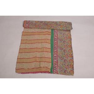 Colcha Kantha de Algodón Estampado Vintage, Reversible, Hecha a Mano, Manta Decorativa Gudri para el Hogar - Product Image 4