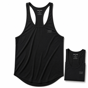 Breathable <b>Mesh</b> Fabric Eco-Friendly Quick Dry Casual Drop Shoulder Design Stringer Tank <b>Top</b> Custom Puff Print Logo Wholesale - Product Image 1