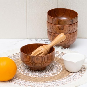 Bol de service jetable en bois de qualité supérieure, écologique, en bois naturel, pour salade, fruits, collations, poli, fait main, vaisselle de fête, maison - Product Image 5