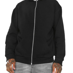 Sweat à capuche zippé intégral personnalisé avec logo pour homme, coupe oversize, en molleton épais, taille personnalisée, hiver, couleur unie - Product Image 3