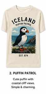 คอลเลกชันเสื้อยืดลายกราฟิกท่องเที่ยวไอซ์แลนด์สไตล์วินเทจ – เสื้อยืดผจญภัยสไตล์นอร์ดิกแบบเรโทร ดีไซน์คอกลม - Product Image 3