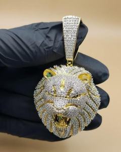 Colgante de Cabeza de León con Incrustaciones de Diamantes, Plata 925, Estilo HipHop, Colgante de Moda para Hombre, Pasa el Test de Diamantes - Product Image 4