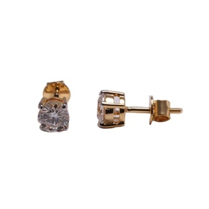 Pendientes de Diamante CVD de Corte Redondo de 1 Quilate para Mujer, Pendientes de Oro Amarillo Sólido de 14 Quilates, Regalo para Mujer - Product Image 2