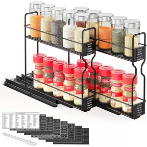 Organizzatore scorrevole per spezie resistente per mobili da cucina, 5 etichette organizzative incluse - Product Image 1