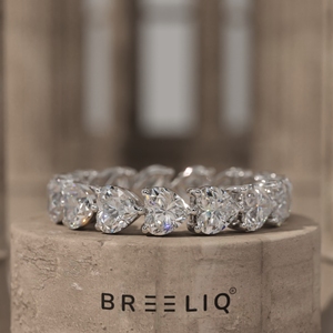 14K Solid Gold Heart Shape Lab Grown Diamond Eternity Ring Romantic Wedding Band for Women - Product Image 5