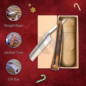 Straight <b>Razor</b> Shave Ready Japanese Steel Straight <b>Razors</b> For <b>Men</b> With Sandalwood Scale Protective Case Included For Ultra Close - Product Image 3