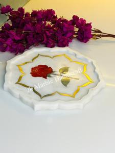 จานหินอ่อนทำมือสุดหรู เทคนิคการขัดเงา ลายวงกลม ของตกแต่งบ้านสุดโดดเด่น ของขวัญแต่งงาน ราคาขายส่ง - Product Image 3