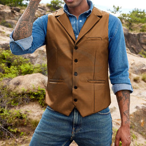 Gilets Western polyvalents au style classique, design léger et poches avant pratiques, en cuir. - Product Image 3