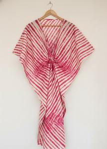 Kimono Maxi Bohemio Estilo Boho para Playa, Kaftán Resort de Algodón Hecho a Mano Transpirable con Tie-Dye, Bata de Baño Holgada para Vacaciones - Product Image 2