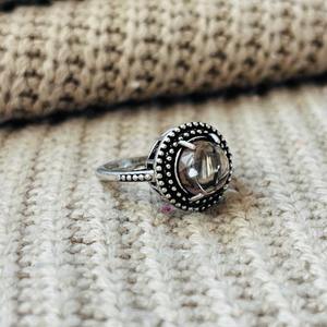 Boho Tribal Quartz Brass <b>Ring</b> Oxidized Silver Plated Vintage <b>Statement</b> Wholesale <b>Ring</b> for women - Product Image 5