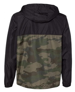 เสื้อแจ็คเก็ตกันลมผ้าไนลอนสีดำสำหรับผู้ชายเสื้อกันลมมีฮู้ดแบบซิปครึ่งคอเสื้อด้านหน้ากระเป๋าด้านหน้า - Product Image 3