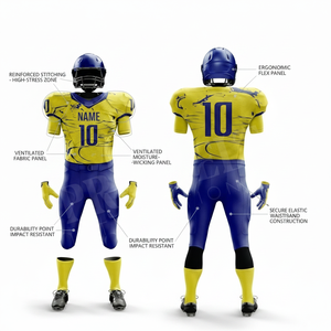 100% Polyester High Quality Polyester Latest Unique Design American Football Uniforms Adult Youth Stretchy Custom Logo Kits - Product Image 2