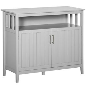 "Handmade Mango Wood Modern Ribbed Villa <b>Sideboard</b> with Anti-Tip Feature for Gray <b>Kitchen</b> Storage" - Product Image 1