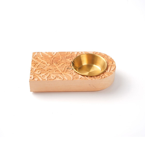 Brûleur à Bakhoor en bois sculpté, motif arche, calligraphie arabe, support d'encens Oud avec coupelle à charbon en métal doré amovible pour la maison - Product Image 5