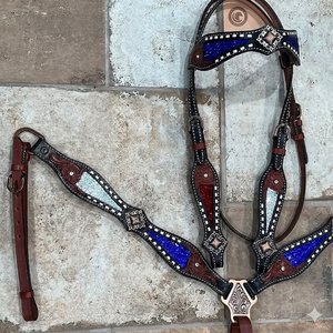 Ensemble de têtière et de collier de poitrail sculptés en cuir véritable 100% fait main de qualité supérieure, style western, fabricant en gros - Product Image 2