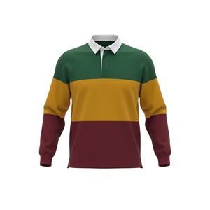 Polo de rugby surdimensionné pour femme Color Block Top décontracté à manches longues - Product Image 1