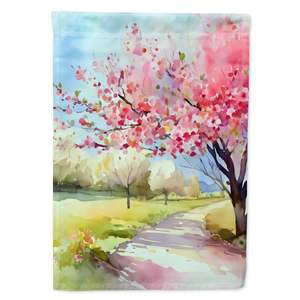 ธงบ้านหลังใหญ่สีน้ำลายดอกแอปเปิ้ลมิชิแกนหลากสีสำหรับประดับระเบียงบ้านแบนเนอร์แขวนผนังโพลีเอสเตอร์ - Product Image 1