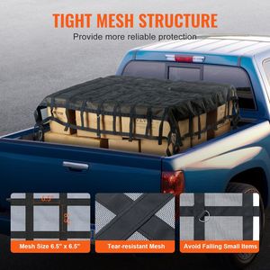Filet de chargement robuste pour benne de camion 96 po x 81 po avec 4 sangles réglables, mousquetons, crochets en S et attaches à cliquet résistantes à l'usure - Product Image 4