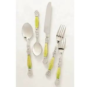 Juego de cubiertos de acero inoxidable y resina de alta demanda, nuevo y brillante, para decoración nórdica del hogar, juego de cubiertos metálicos ecológicos. - Product Image 6