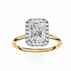 Bague de fiançailles classique Halo 2 carats en diamant de laboratoire taille radiant, or 14 carats, rapport IGI, diamant VS1 E pour anniversaire et mariage - Product Image 1