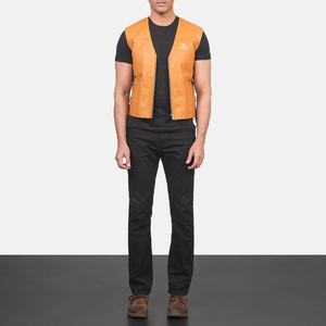<b>Men's</b> Genuine <b>Leather</b> <b>Vest</b> Custom Adults Wholesale OEM Motorcycle Sleeveless Biker Jacket Vintage Casual Premium Outerwear 2026 - Product Image 5