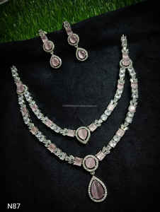 Classic American Diamond Bridal Jewelry <b>Set</b> Two-Piece <b>Necklace</b> <b>and</b> <b>Earrings</b> for Wedding Fashionable Classic Style - Product Image 2