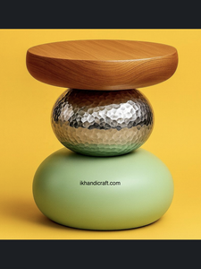 Nouvel Arrivage Direct Usine Inde : Ensemble Table Basse Moderne en Cuivre Doré et Pierre, 2 Pièces, Meubles de Maison Personnalisables - Product Image 3