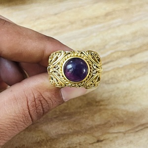 Nouvelle Bague Papillon en Améthyste à Mouvement Rapide, en Laiton Plaqué Or 18 carats avec Texture Filigrane, Vente en Gros pour Femmes - Product Image 6