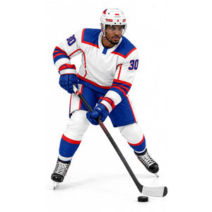 Maillot de hockey sur glace pour homme, blanc, bleu, rouge, sublimé, manches longues, évacuation de l'humidité, coupe athlétique, uniforme d'équipe pour adulte - Product Image 5
